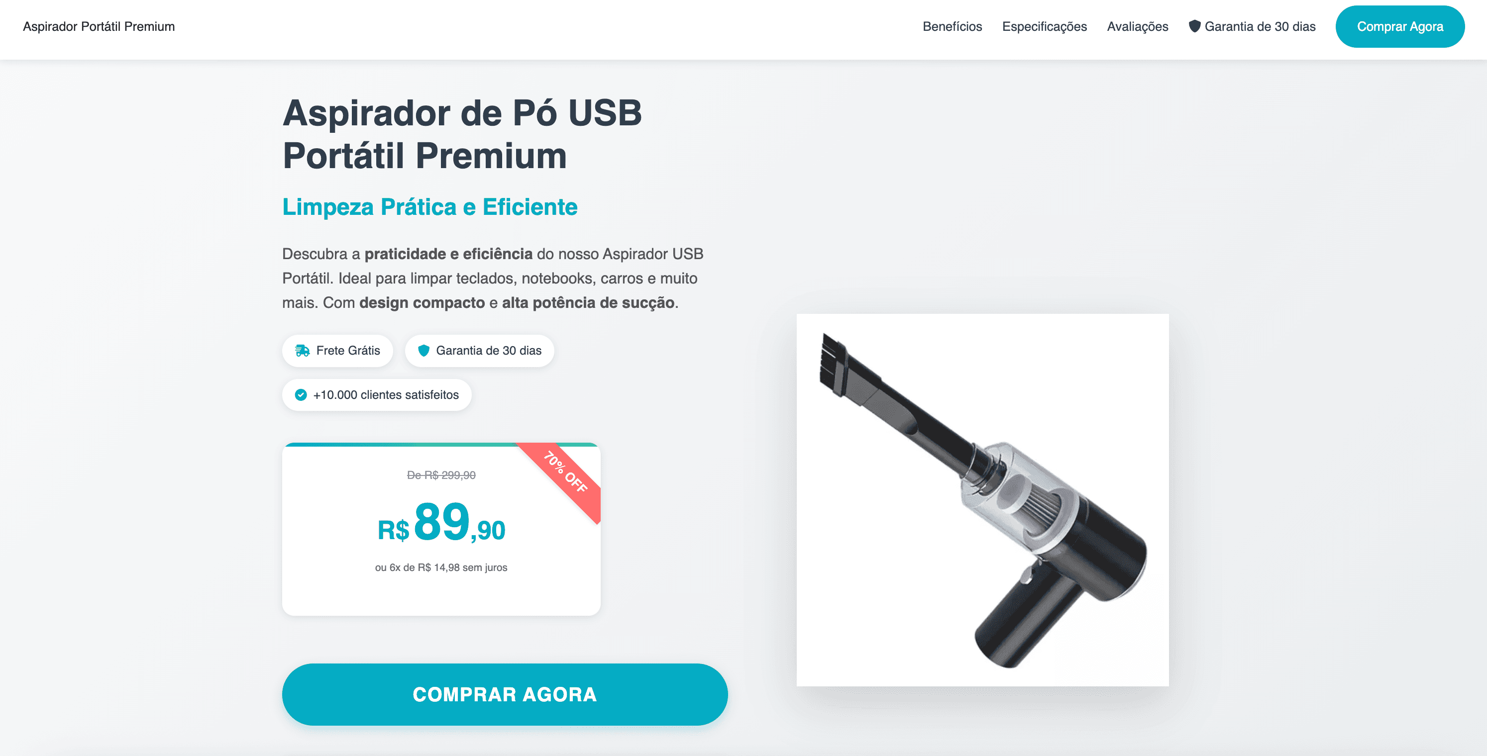 Landing Page Aspirador Portátil
